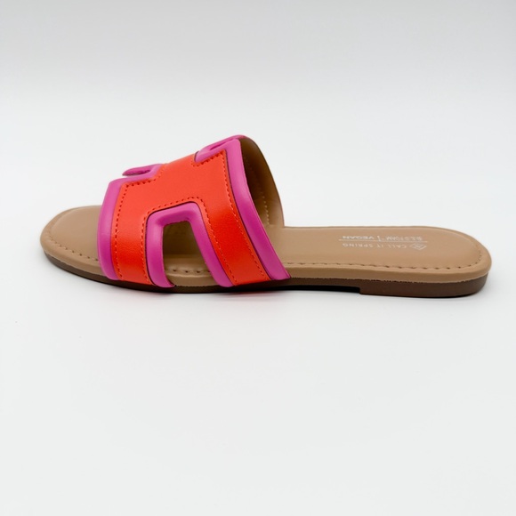 Call It Spring Kamiko Multicolor Slide Sandals Red Orange Pink 6 NEW - Picture 11 of 14